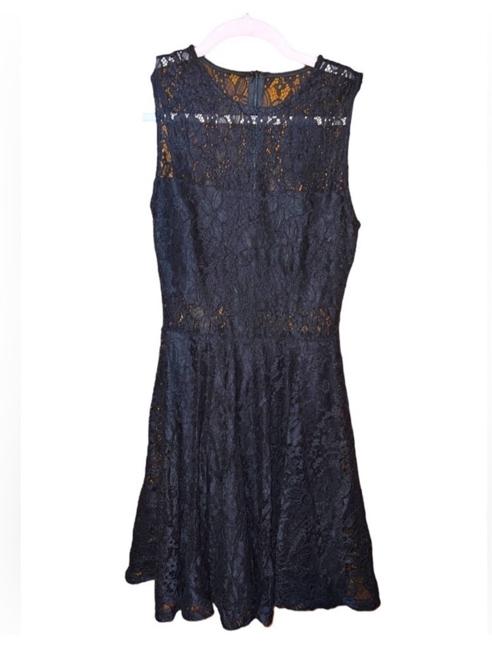 Lulus Black Lace Fit Flare Dress Sleeveless Cocktail Party XS semi formal